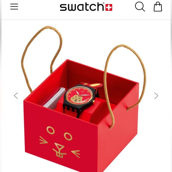nwt sold out limited edition Swatch Red & Gold year of the Rabbit Dial Watch - Picture 5 of 15